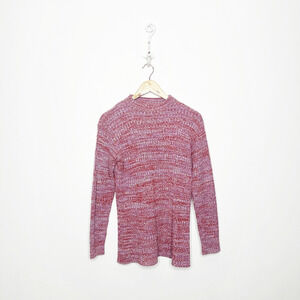 1960s 70s Gina Moretti mock neck sweater marled red purple womens 36 Small